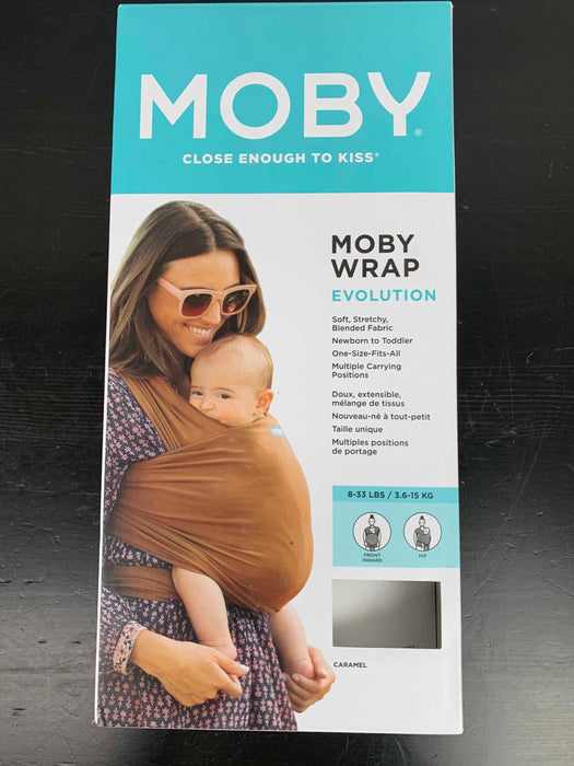 used Moby Wrap Evolution Baby Carrier, Caramel