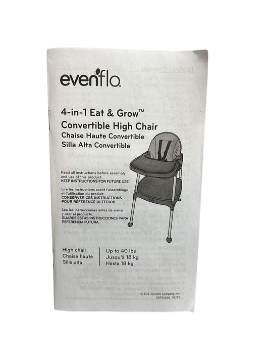 Evenflo 4-in-1 Eat & Grow Convertible High Chair, Pop Star White