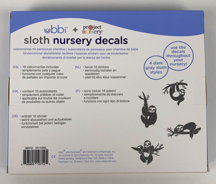 Shop Ubbi Diaper Pail Decals, sloth at Goodbuygears