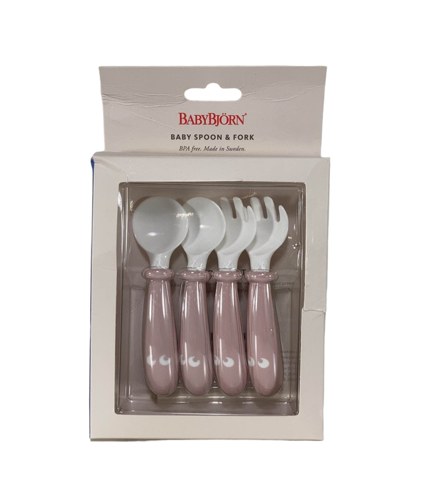 used BabyBjorn Baby Spoon And Fork 4 Count, Powder Pink