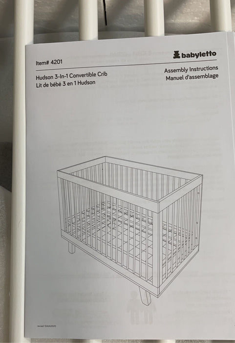 secondhand Babyletto Hudson 3-in-1 Convertible Crib, 2021 Grey & White