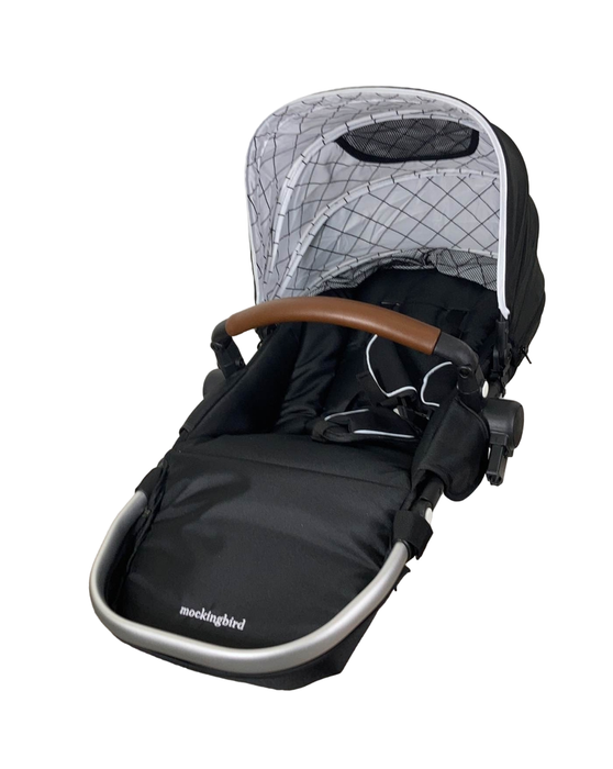 Shop Mockingbird 2nd Seat Kit with Extendable Canopy, 2023, Silver with Penny Leather, Windowpane, Black at Goodbuygears