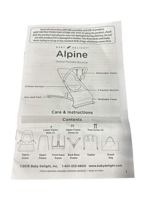 Shop Baby Delight Go With Me Alpine Deluxe Portable Bouncer, Charcoal at Goodbuygears