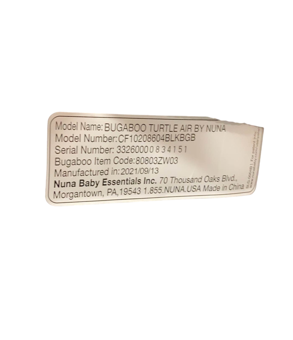 Shop Bugaboo Turtle Air by Nuna Car Seat, Black, 2021 at Goodbuygears