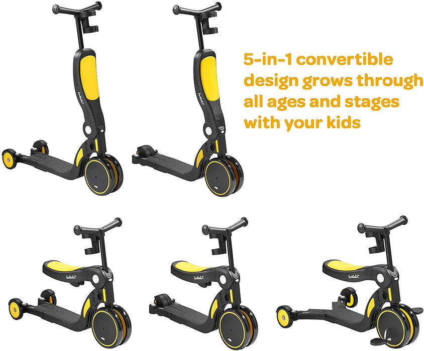 Shop Larktale Scoobi 5-in-1 Scooter, Clovelly (Yellow/Black) at Goodbuygears
