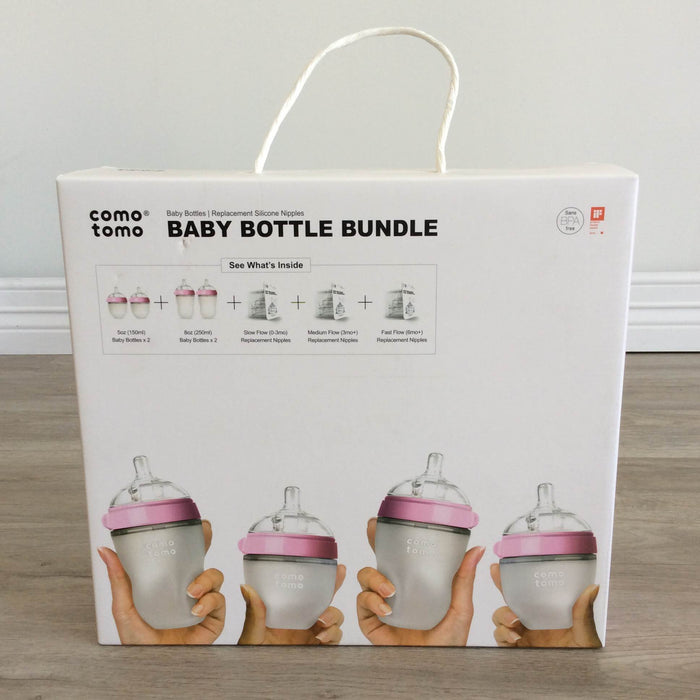 secondhand Comotomo Baby Bottle Bundle, In pink