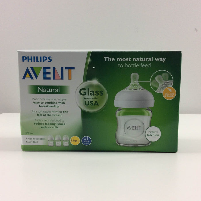 used Philips Avent Natural Glass Bottle, 4 Ounce 3 Pack