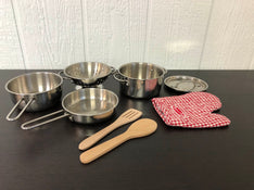 secondhand Melissa & Doug Stainless Steel Pots And Pans Pretend Play Kitchen Set