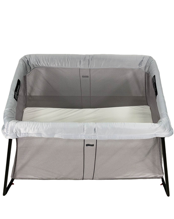 Shop BabyBjorn Travel Crib Light Bundle with Fitted Sheet, Silver at Goodbuygears