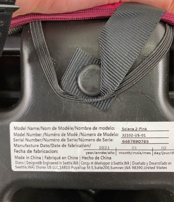 Shop Diono Solana 2 Backless Booster Seat, 2021, Pink, With LATCH at Goodbuygears