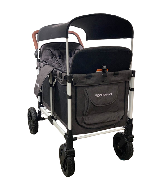 Shop Wonderfold W4 Luxe Quad Stroller Wagon, 2023, Charcoal Grey with White Frame at Goodbuygears