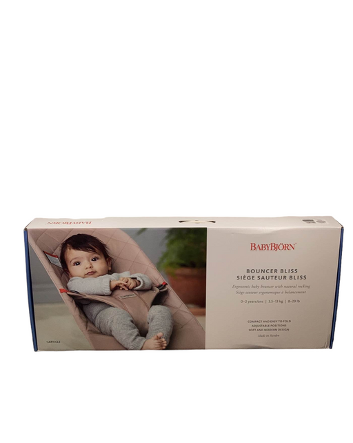 Shop BabyBjorn Bouncer Bliss, Sand Gray Cotton Classic Quilt, Dark Gray Frame at Goodbuygears