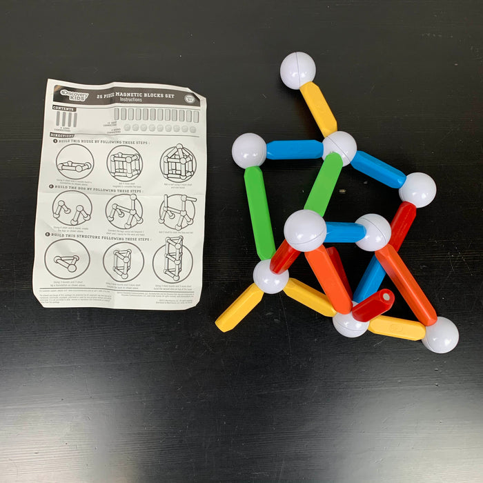 used Discovery kids 25 Piece Magnetic Block Set