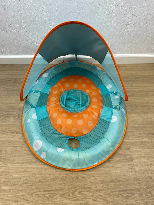 secondhand SwimWays Baby Spring Float with Sun Canopy, Blue and Orange