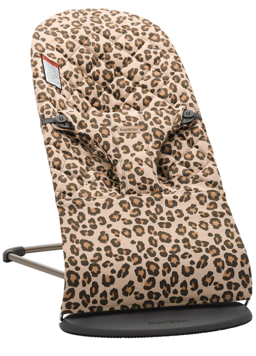 Shop BabyBjorn Bouncer Bliss, Beige/Leopard Cotton Classic Quilt, Dark Gray Frame at Goodbuygears