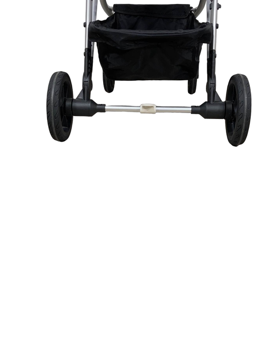 Mockingbird Single to Double Stroller, Windowpane, Sage, 2023, Silver with Black Leather