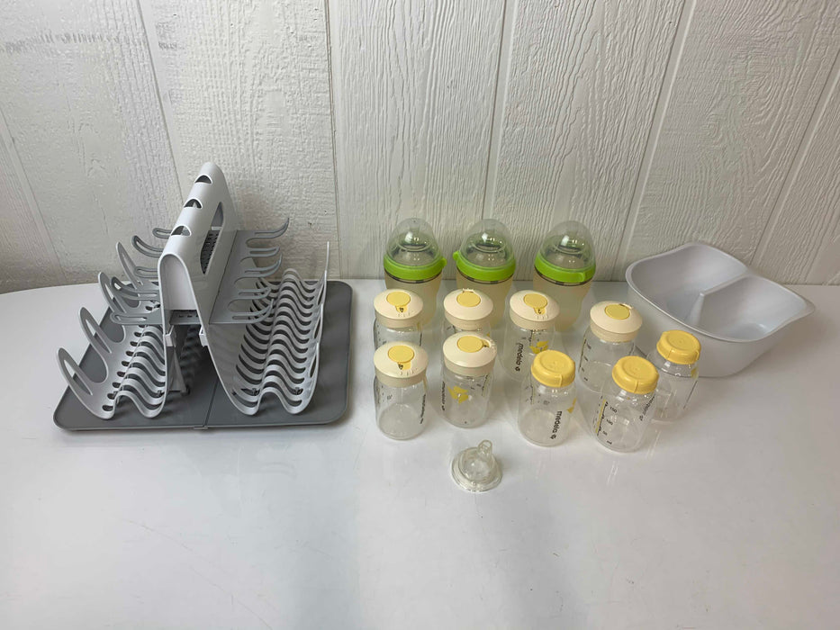 used BUNDLE Baby Bottles and Drying Rack