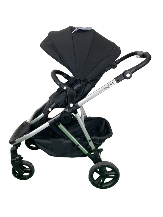 Shop Mockingbird Single to Double 2.0 Stroller, Silver with Black Leather, 2023, Windowpane, Black at Goodbuygears