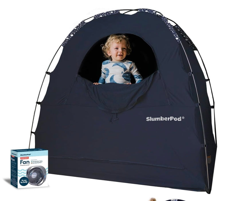 Shop SlumberPod 3.0 Sleep Canopy with Fan, Navy with Night Sky Accents at Goodbuygears