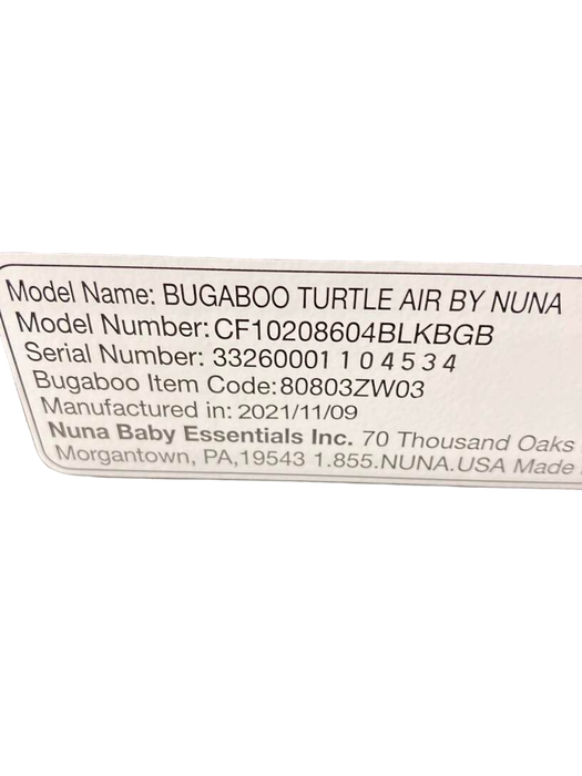 Shop Bugaboo Turtle Air By Nuna Car Seat, Black, 2021 at Goodbuygears