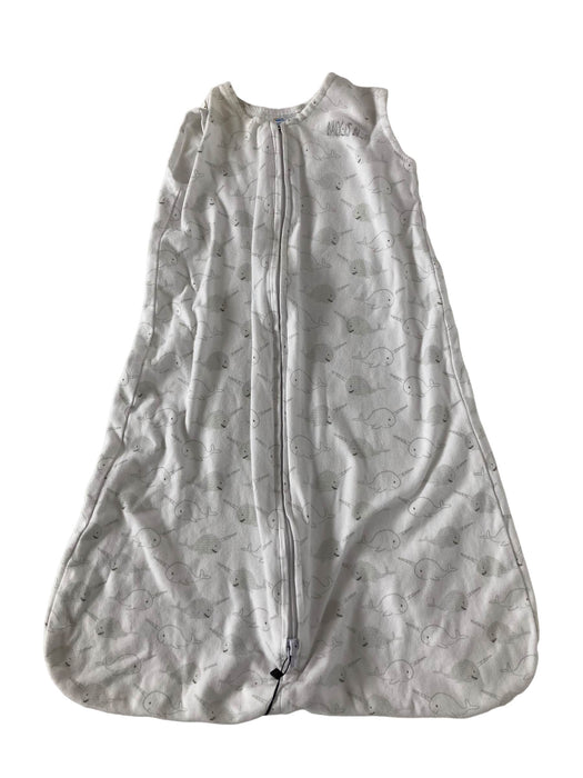 used Halo Cotton Sleepsack, white with gray narwhals , S