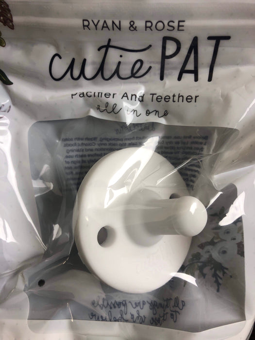 Shop Ryan & Rose Cutie Pat Pacifier & Teether, White, Stage 1 at Goodbuygears