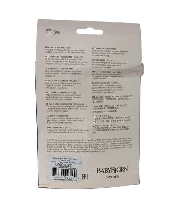 secondhand BabyBjorn Baby Spoon And Fork 4 Count, Powder Pink