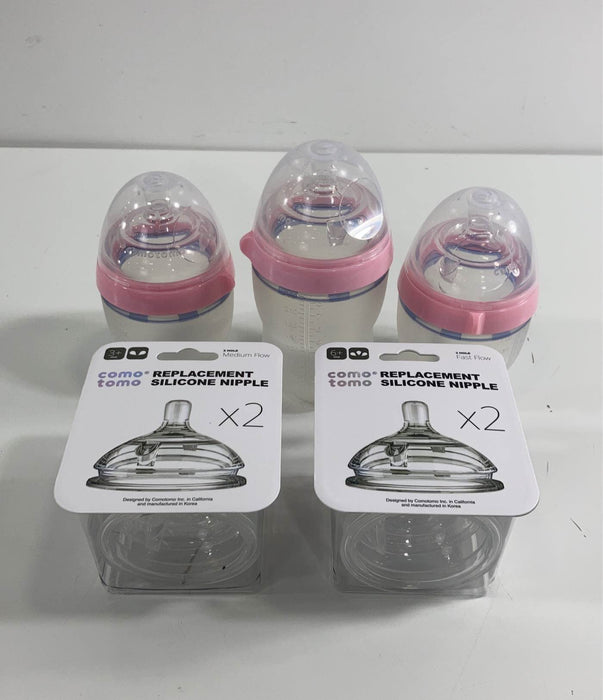 used Comotomo Baby Bottle Bundle Gift Set, Pink