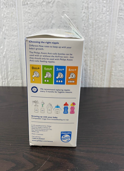 secondhand Philips Avent Anti Colic Wide Neck Bottles, 4oz, 3 Pack