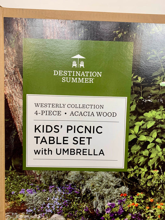 secondhand Destination Summer Kids’ Picnic Table Set With Umbrella
