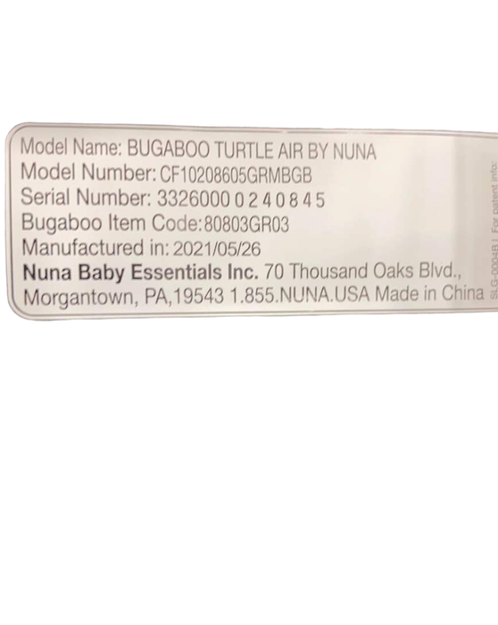 Shop Bugaboo Turtle Air by Nuna Car Seat, Grey Melange, 2021 at Goodbuygears