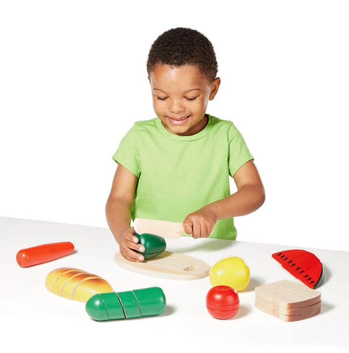 secondhand Melissa & Doug Cutting Food- Wooden Play Food