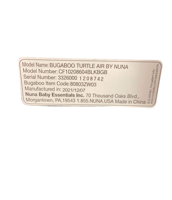 Shop Bugaboo Turtle Air By Nuna Car Seat, Black, 2021 at Goodbuygears