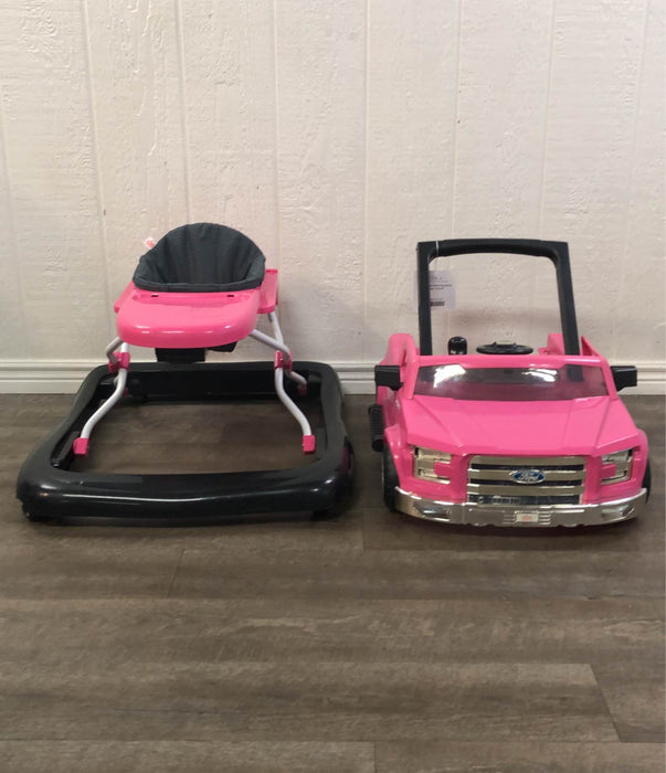 secondhand Bright Starts Ways To Play 4-In-1 Baby Activity Walker, Ford Mustang Pink