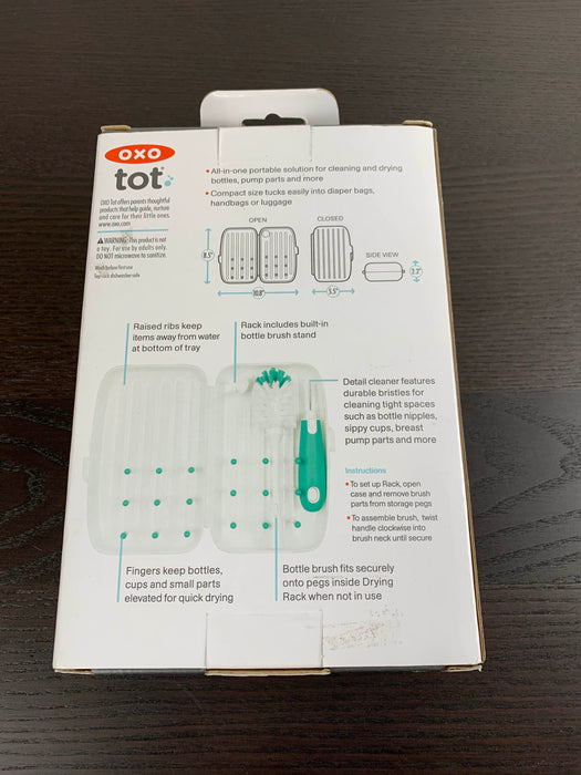 secondhand OXO Tot On The Go Drying Rack With Bottle Brush