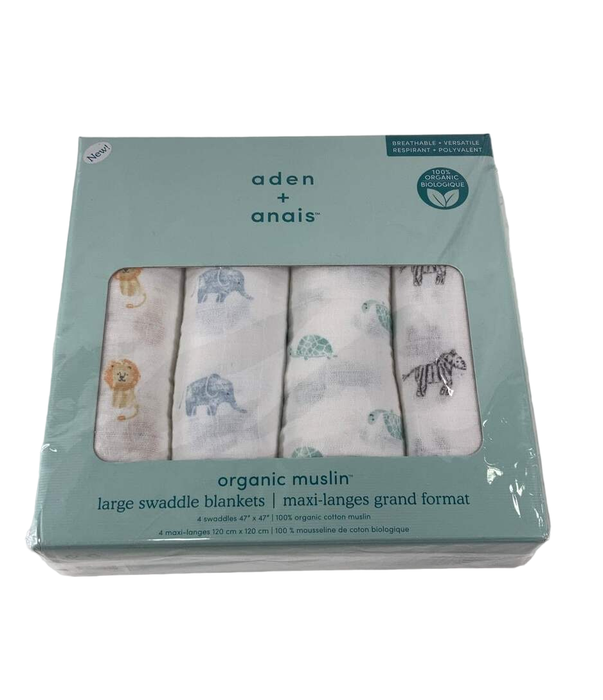 Shop Aden + Anais Swaddle Organic Cotton Muslin 4 Pack  Animal Kingdom 47" x 47" at Goodbuygears