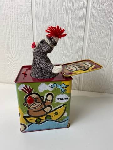 secondhand Schylling Sock Monkey Jack in the Box