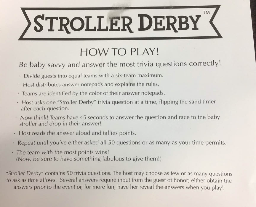 Shop Kate Aspen Stroller Derby Baby Shower Trivia Game at Goodbuygears