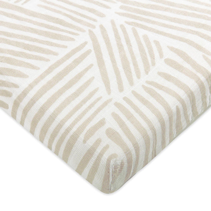 used Babyletto Muslin All-Stages Midi Crib Sheet, Oat Stripe