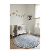 secondhand Lorena Canals Washable Rug, - Round ABC (Vintage Blue)