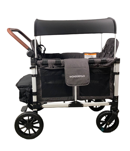 Shop Wonderfold W4 Luxe Quad Stroller Wagon, 2023, Charcoal Grey with White Frame at Goodbuygears