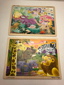 secondhand BUNDLE Melissa & Doug Wooden Puzzles, With Rack